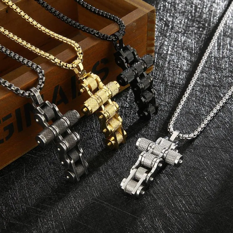 Cycolinks Titanium Steel Bike Chain Cross Necklace