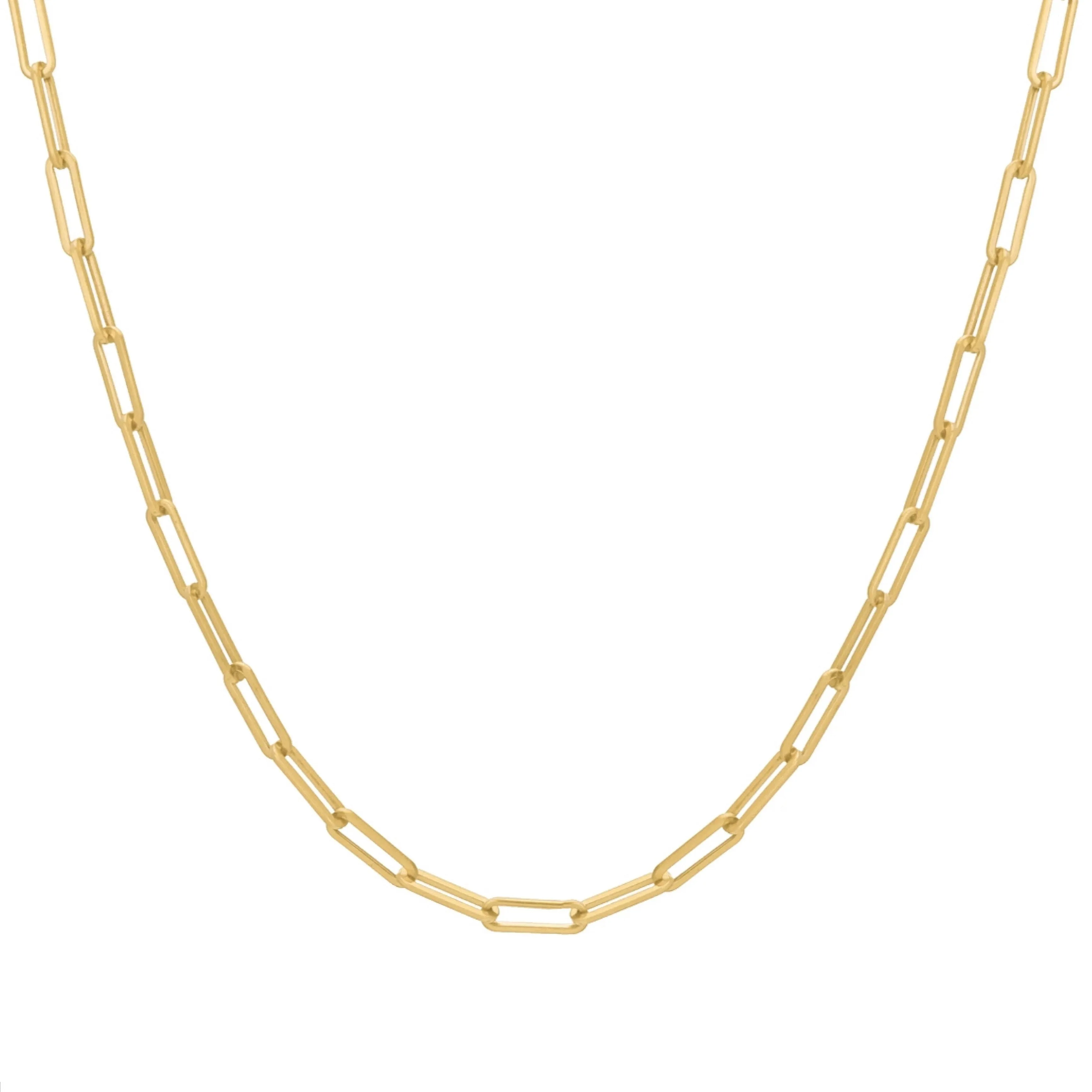 CZ Boy & Girl Charm Paperclip Necklace - Gold