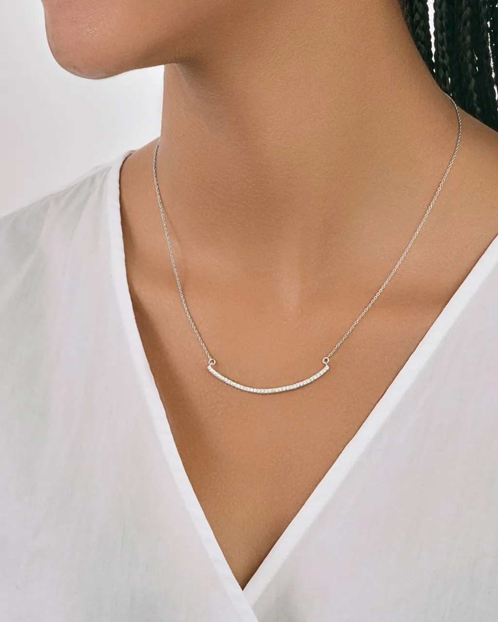 CZ Curved Bar Necklace