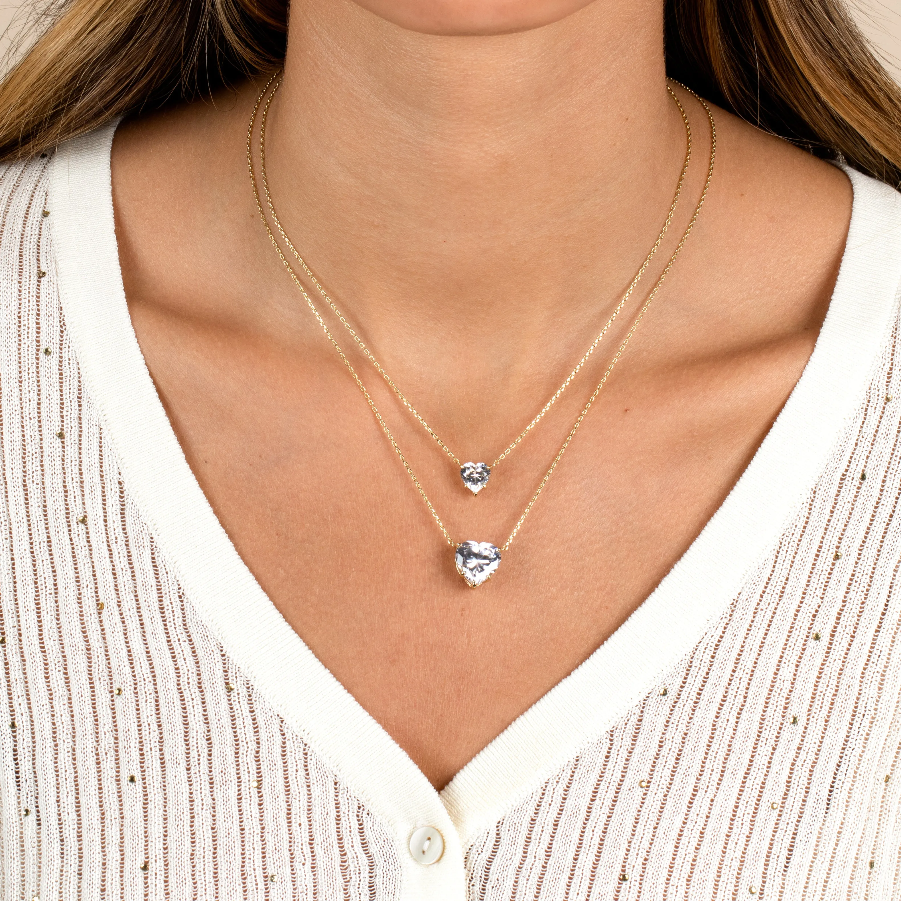 CZ Heart Shape Pendant Necklace
