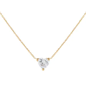 CZ Mini Heart Necklace 14K