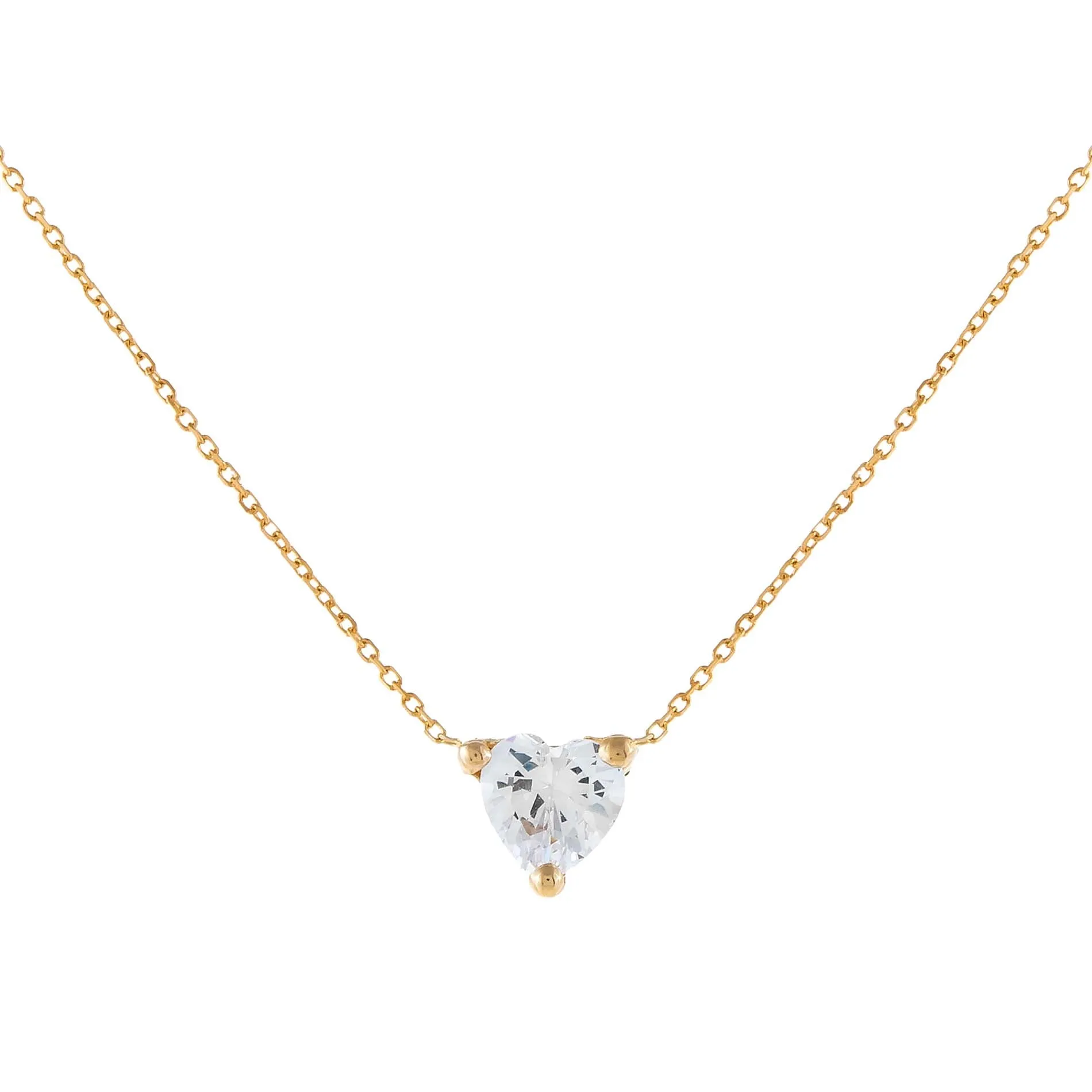 CZ Mini Heart Necklace 14K