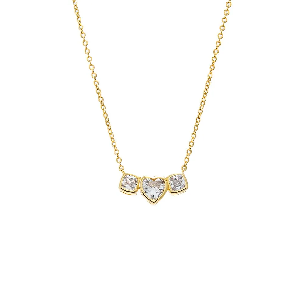 CZ Triple Bezel Bar Pendant Necklace