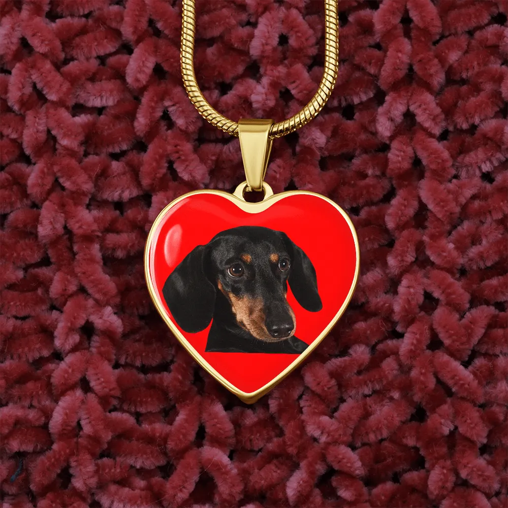Dachshund Necklace - Red Heart