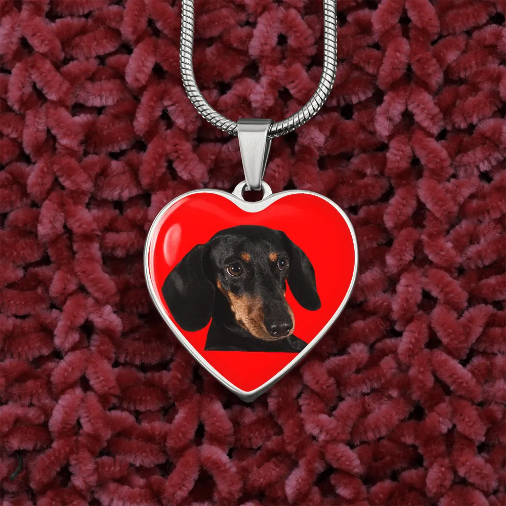 Dachshund Necklace - Red Heart