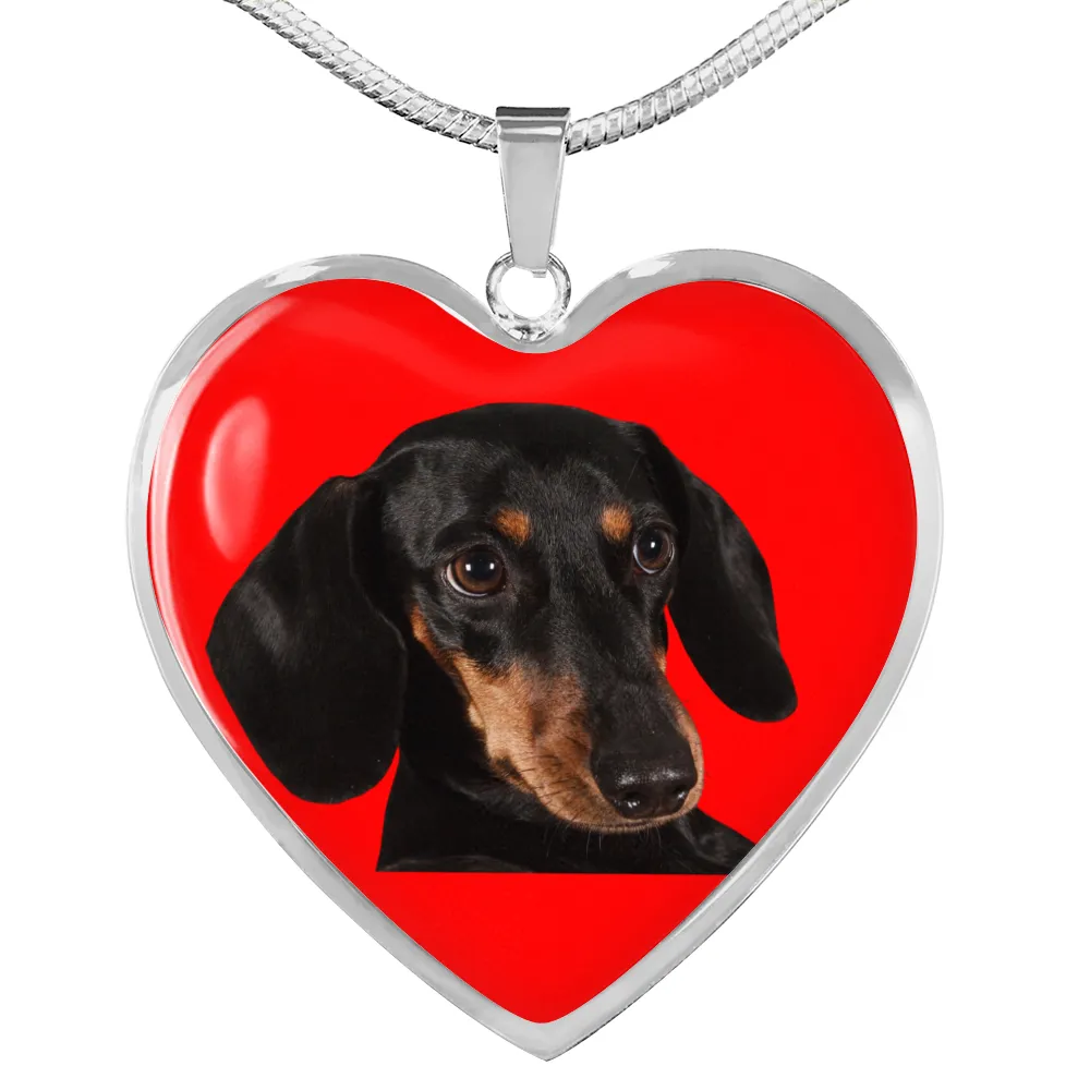 Dachshund Necklace - Red Heart
