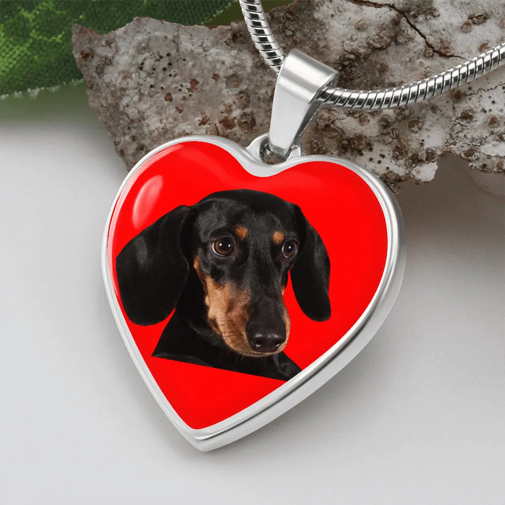 Dachshund Necklace - Red Heart