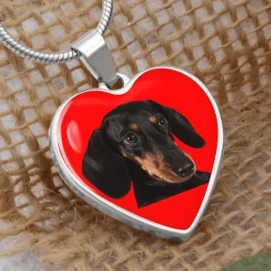Dachshund Necklace - Red Heart