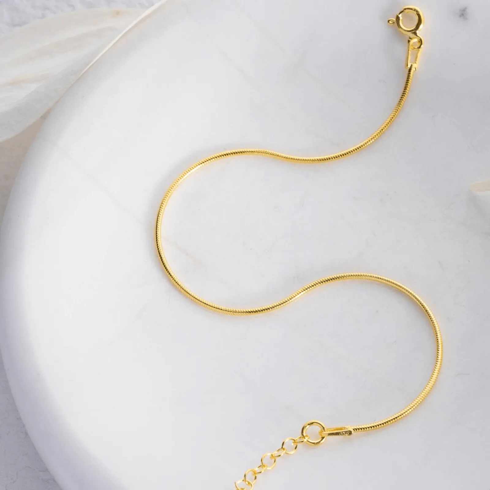 Dainty Chain Bracelet Round Snake Link in Sterling Silver