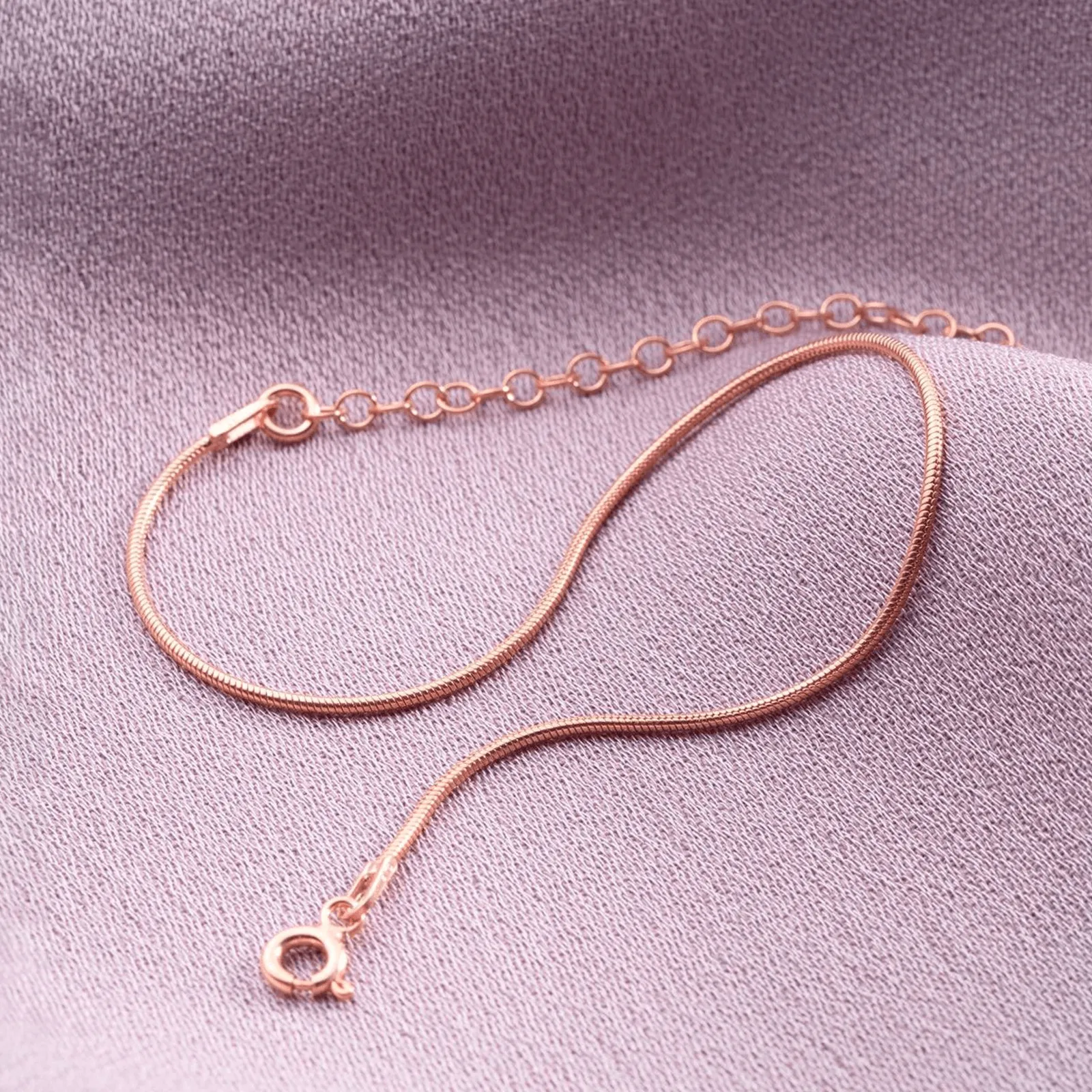 Dainty Chain Bracelet Round Snake Link in Sterling Silver