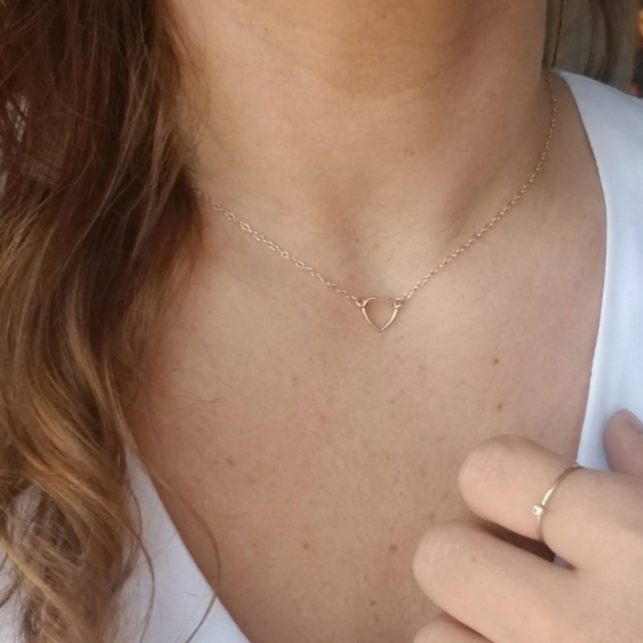 Dainty Open Heart Necklace - Sterling, Gold, or Rose Gold