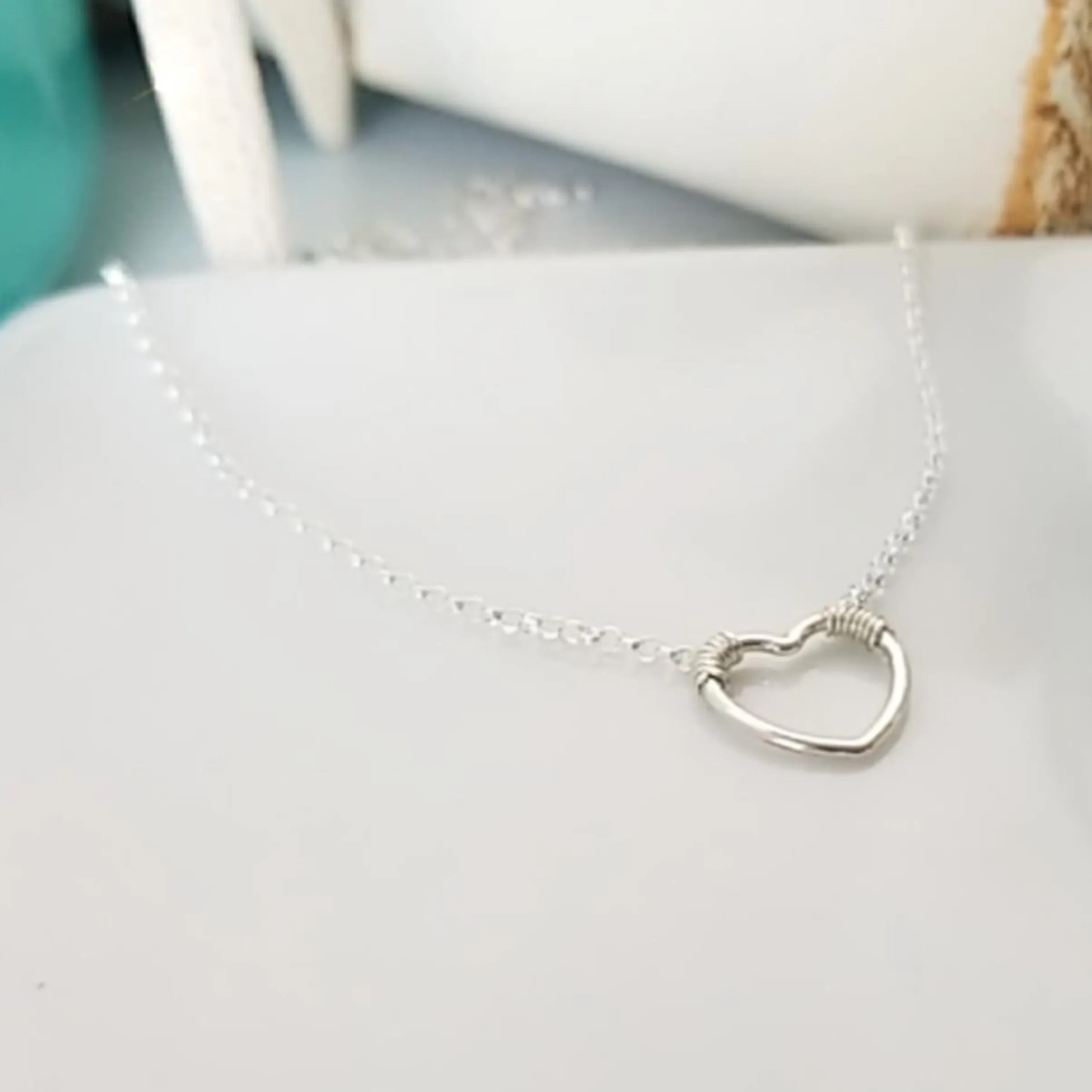 Dainty Open Heart Necklace - Sterling, Gold, or Rose Gold