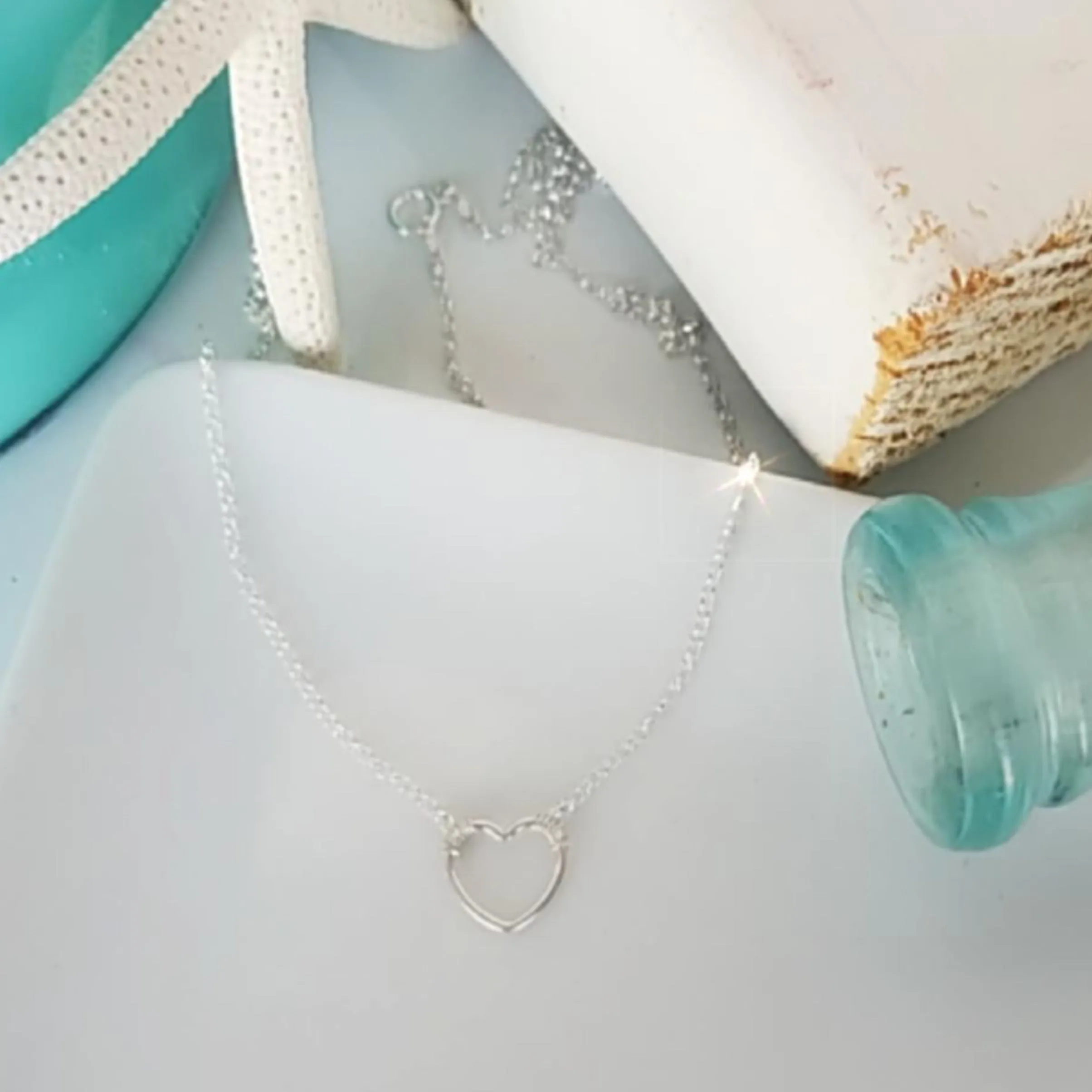 Dainty Open Heart Necklace - Sterling, Gold, or Rose Gold