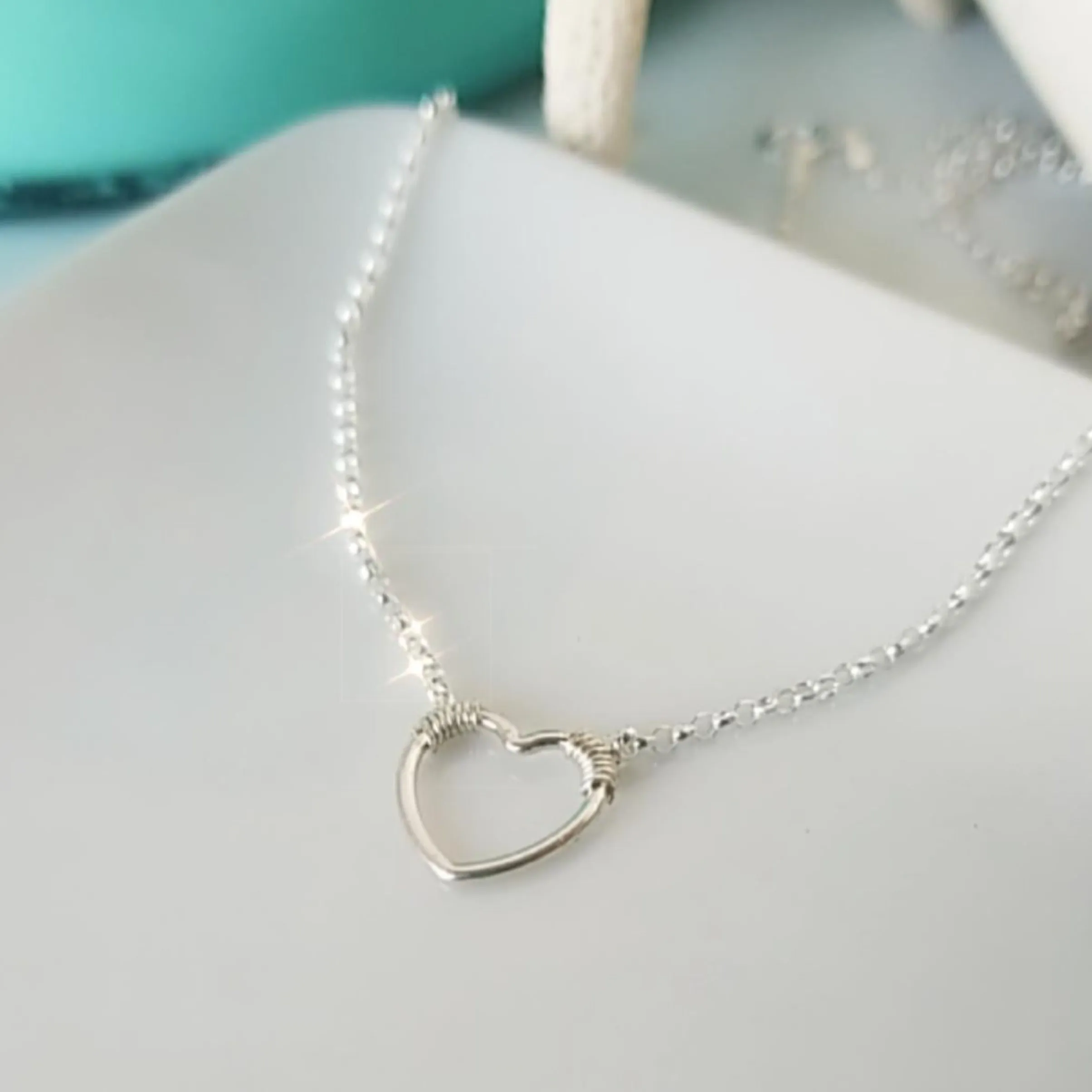 Dainty Open Heart Necklace - Sterling, Gold, or Rose Gold