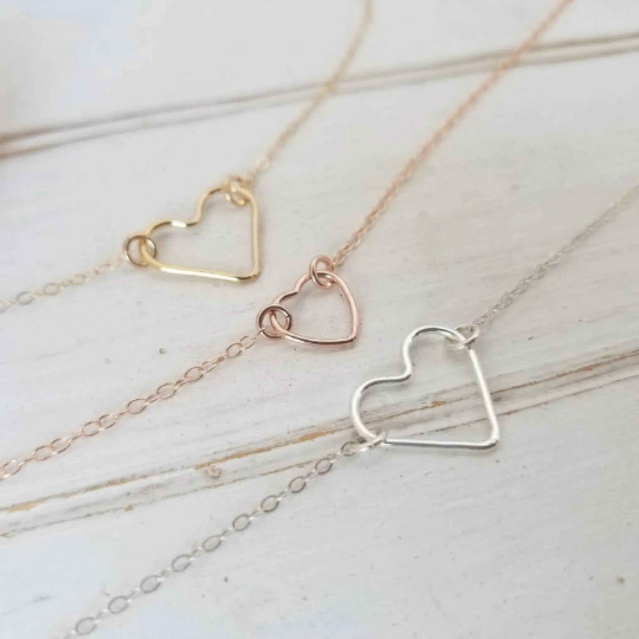 Dainty Open Heart Necklace - Sterling, Gold, or Rose Gold