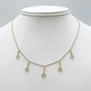 Delicate Bezel Set Moonstones on a Golden Chain