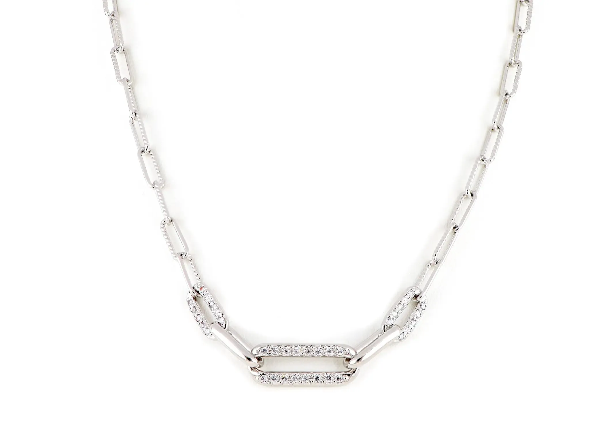 Diamante - Three Link Pavé Center Necklace
