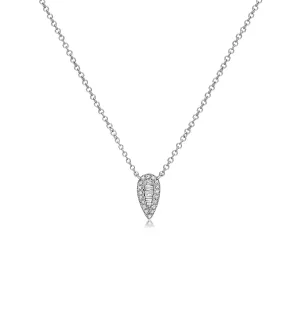 Diamond Baguette and Halo Pear Necklace