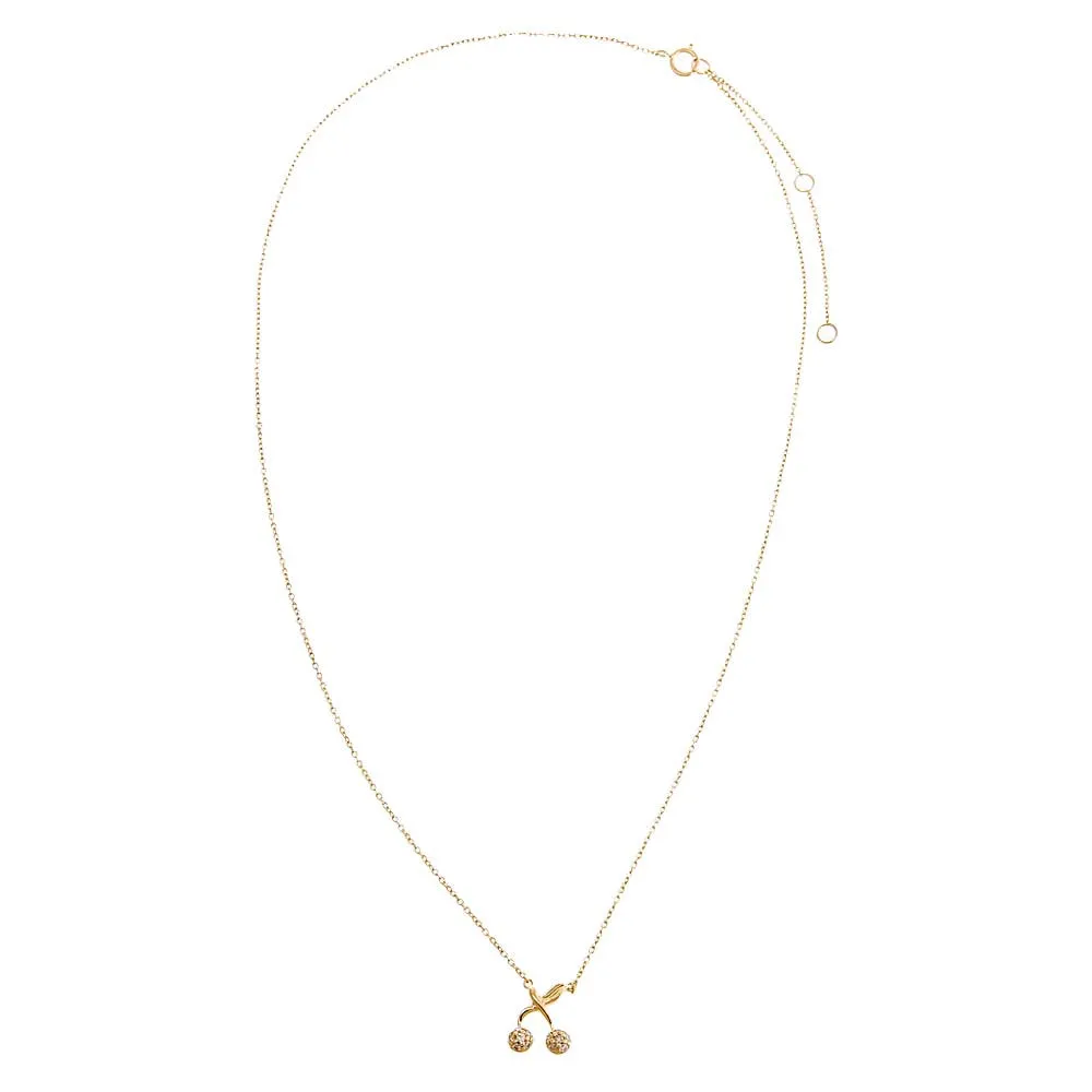 Diamond Pave Cherry Pendant Necklace 14K