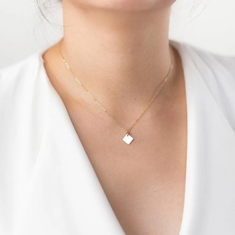 Diamond Shaped Necklace,  ONE 8mm Diamond Charm