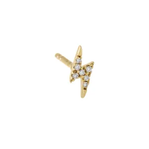 Diamond Tiny Lightning Bolt Stud Earring 14K