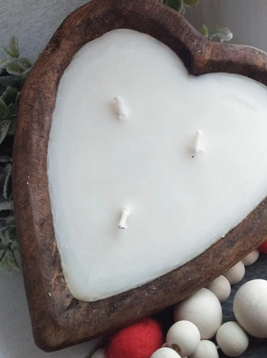 Dough Bowl Candles - Heart Shaped - Handcrafted Gifts - Home Decor