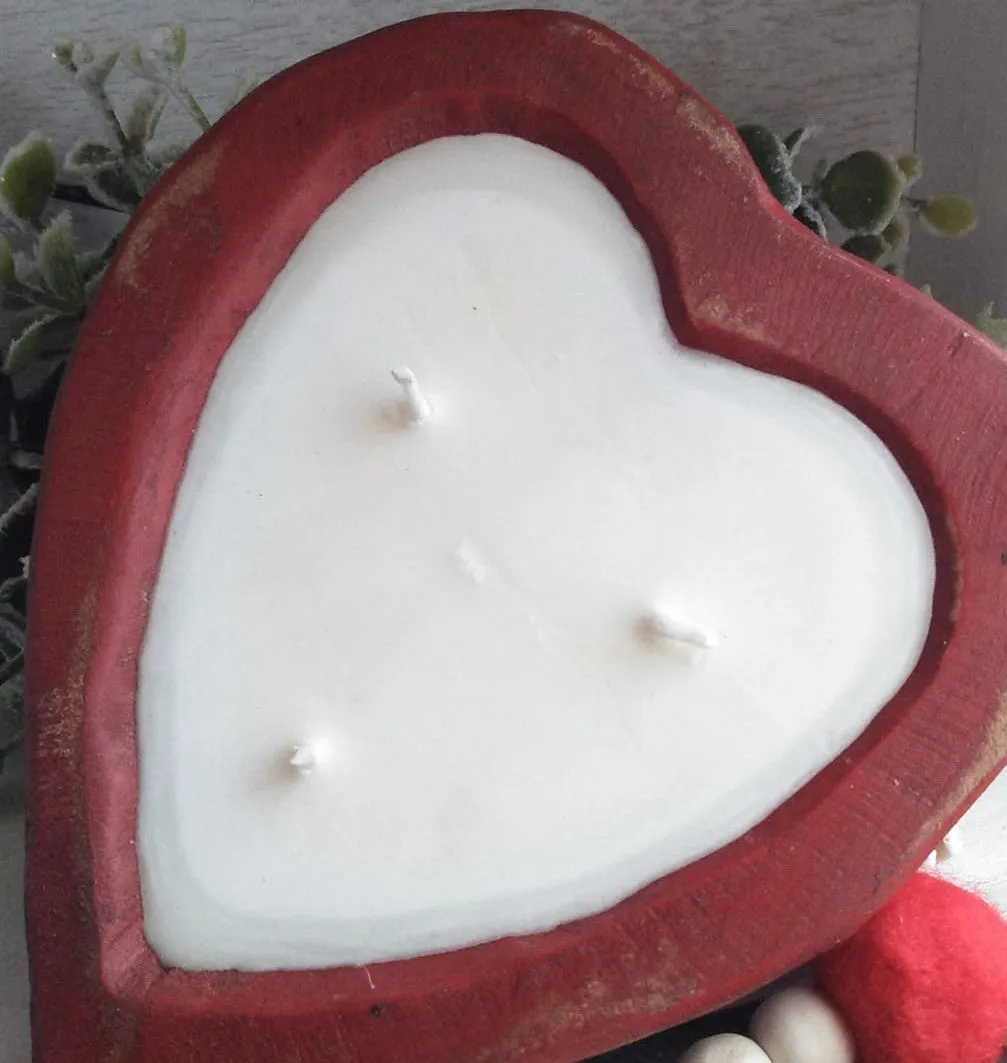 Dough Bowl Candles - Heart Shaped - Handcrafted Gifts - Home Decor