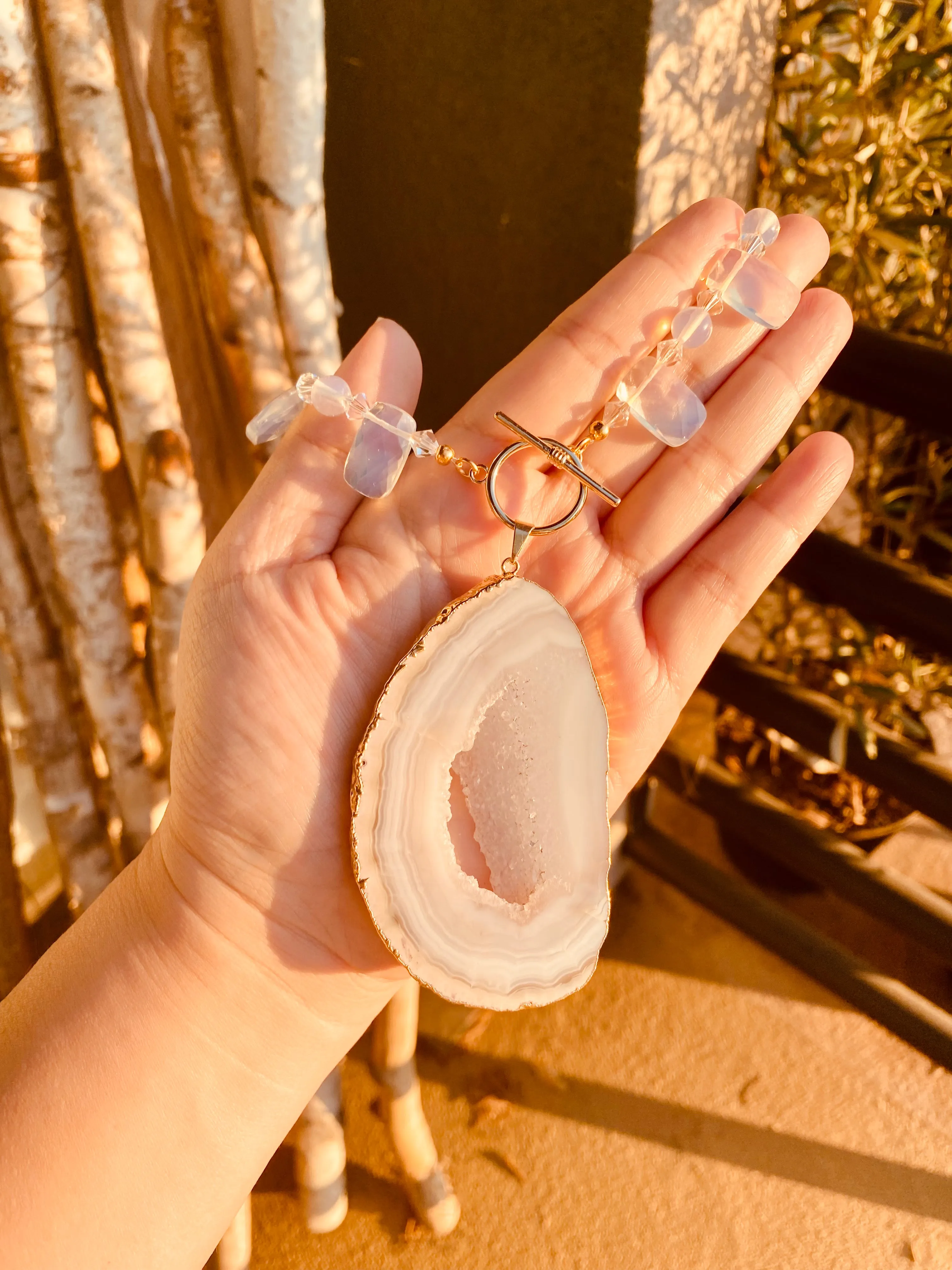 Dove gray agate necklace