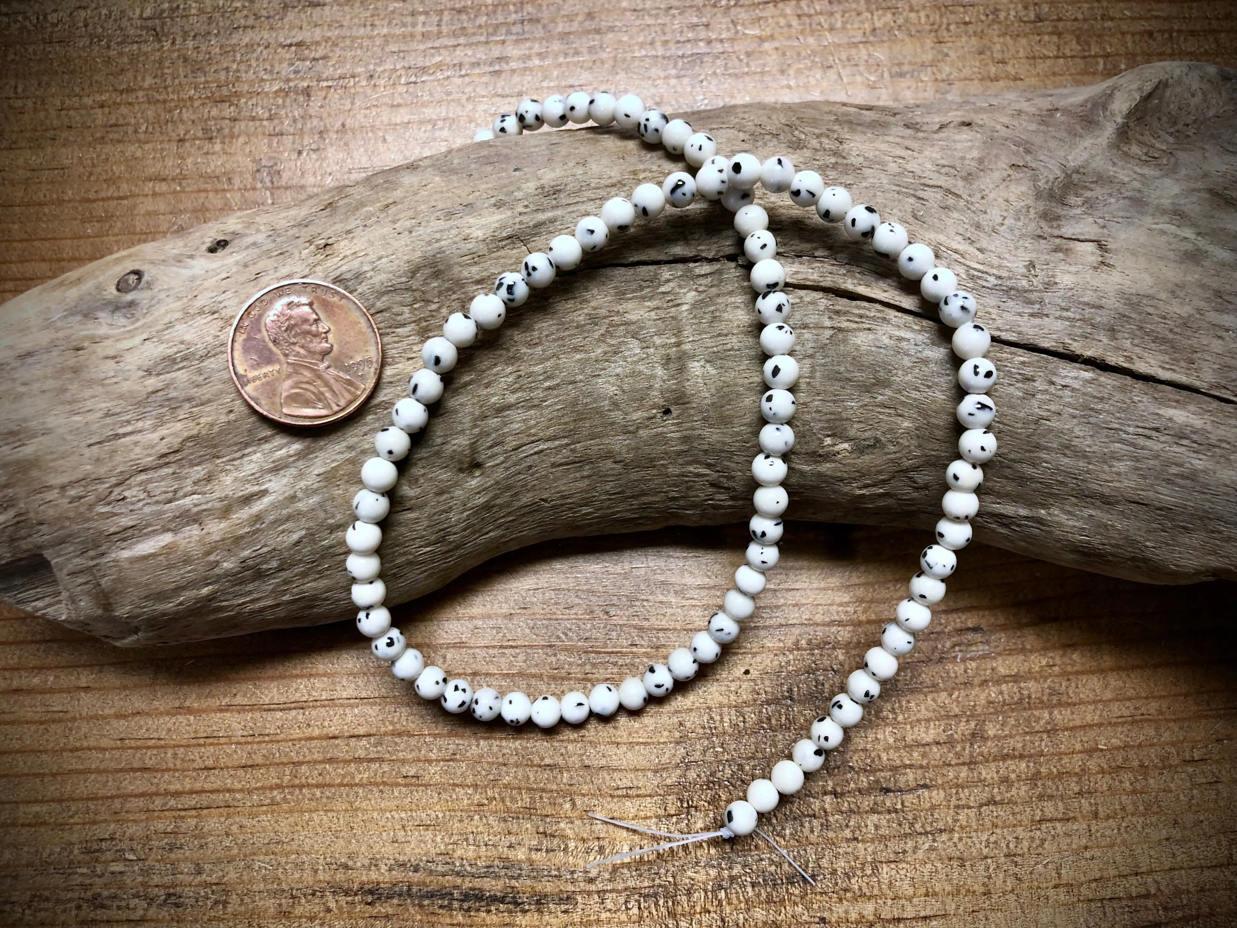 Dyed Jade Smooth Rounds - Dalmation - 4mm - 15.5"