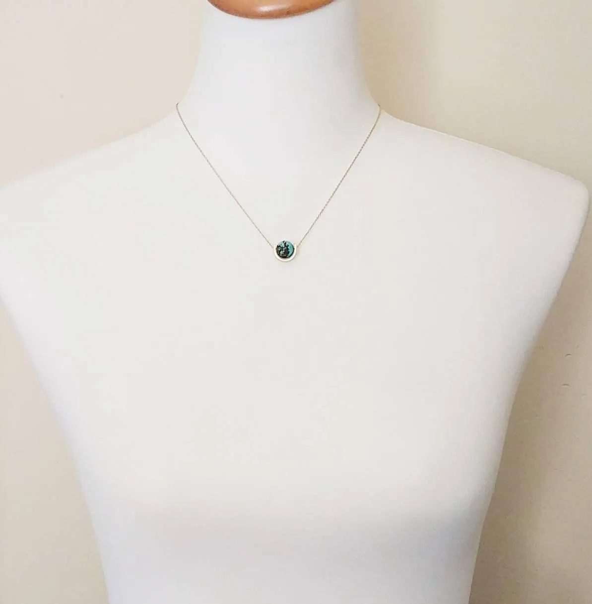 Eclipse Necklace, small glass bead necklace, semicircle necklace, watercolor necklace, glass ball necklace, delicate gold chain, mottled