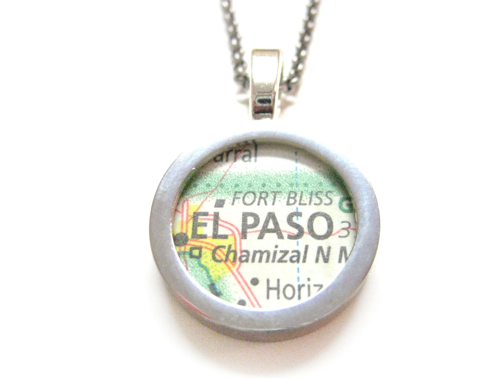 El Paso Texas Map Pendant Necklace