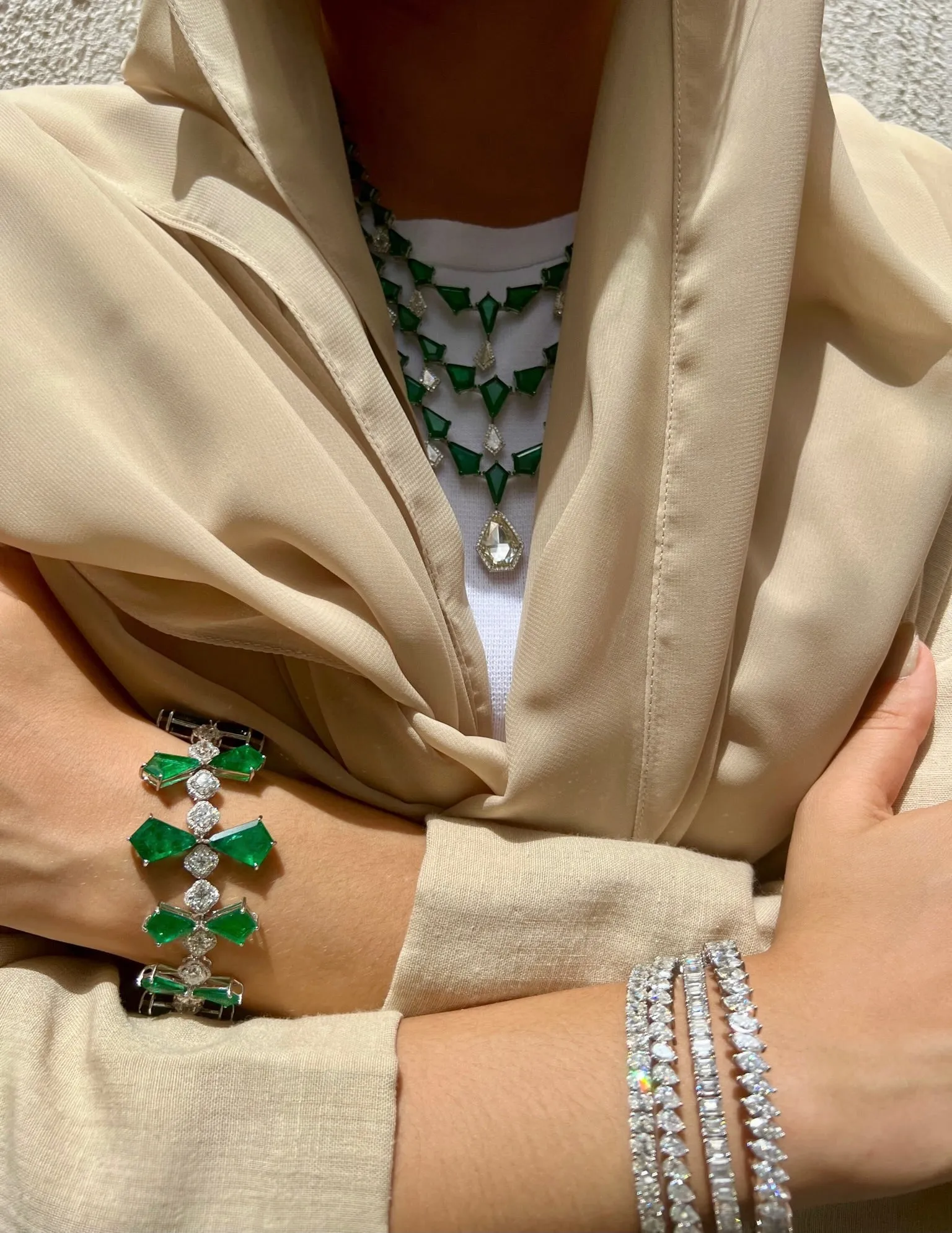 Emerald and diamond necklace