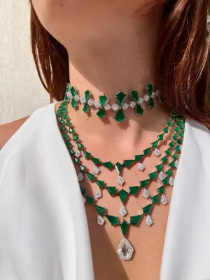 Emerald and diamond necklace