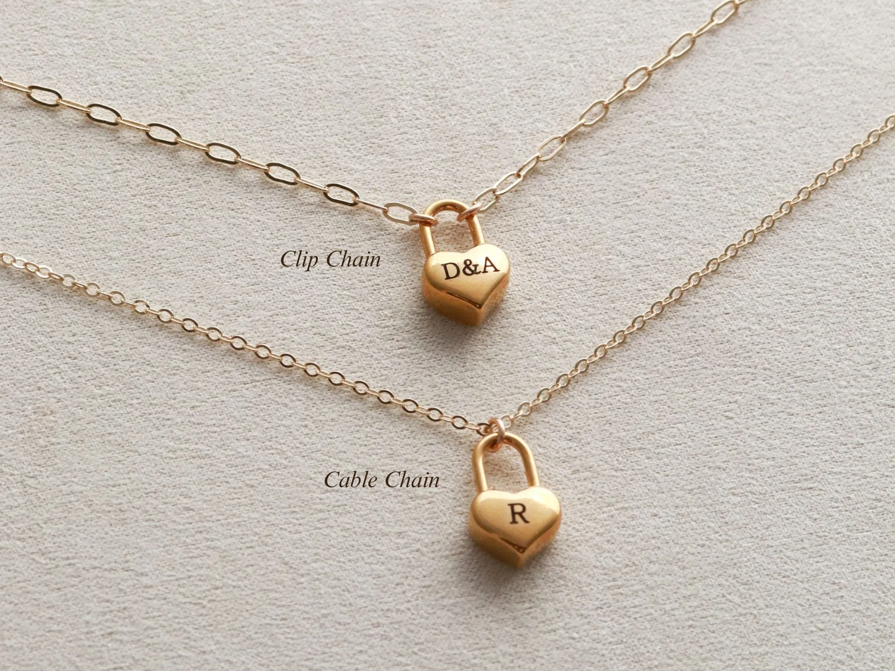 Engraved Heart Padlock Necklace
