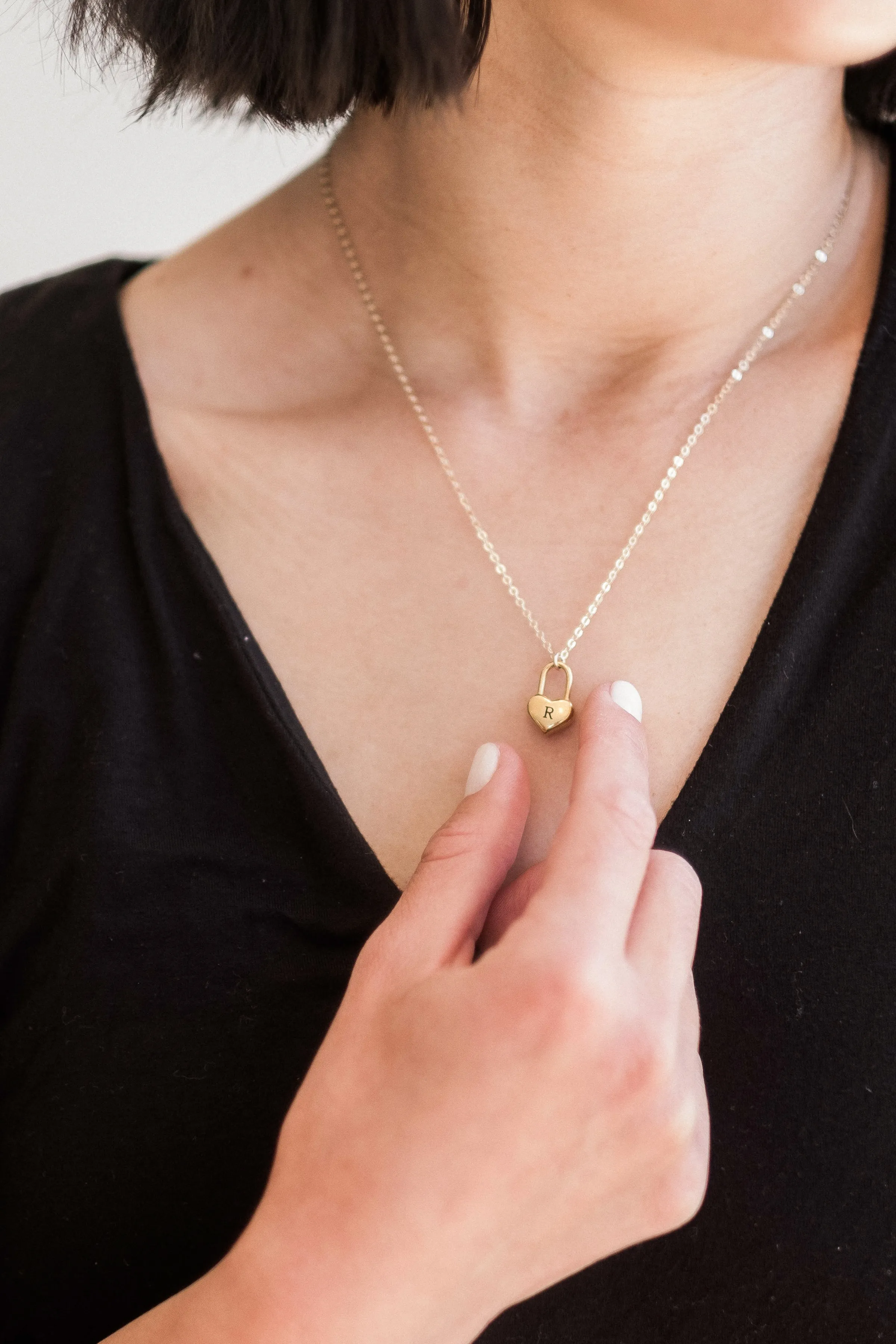 Engraved Heart Padlock Necklace