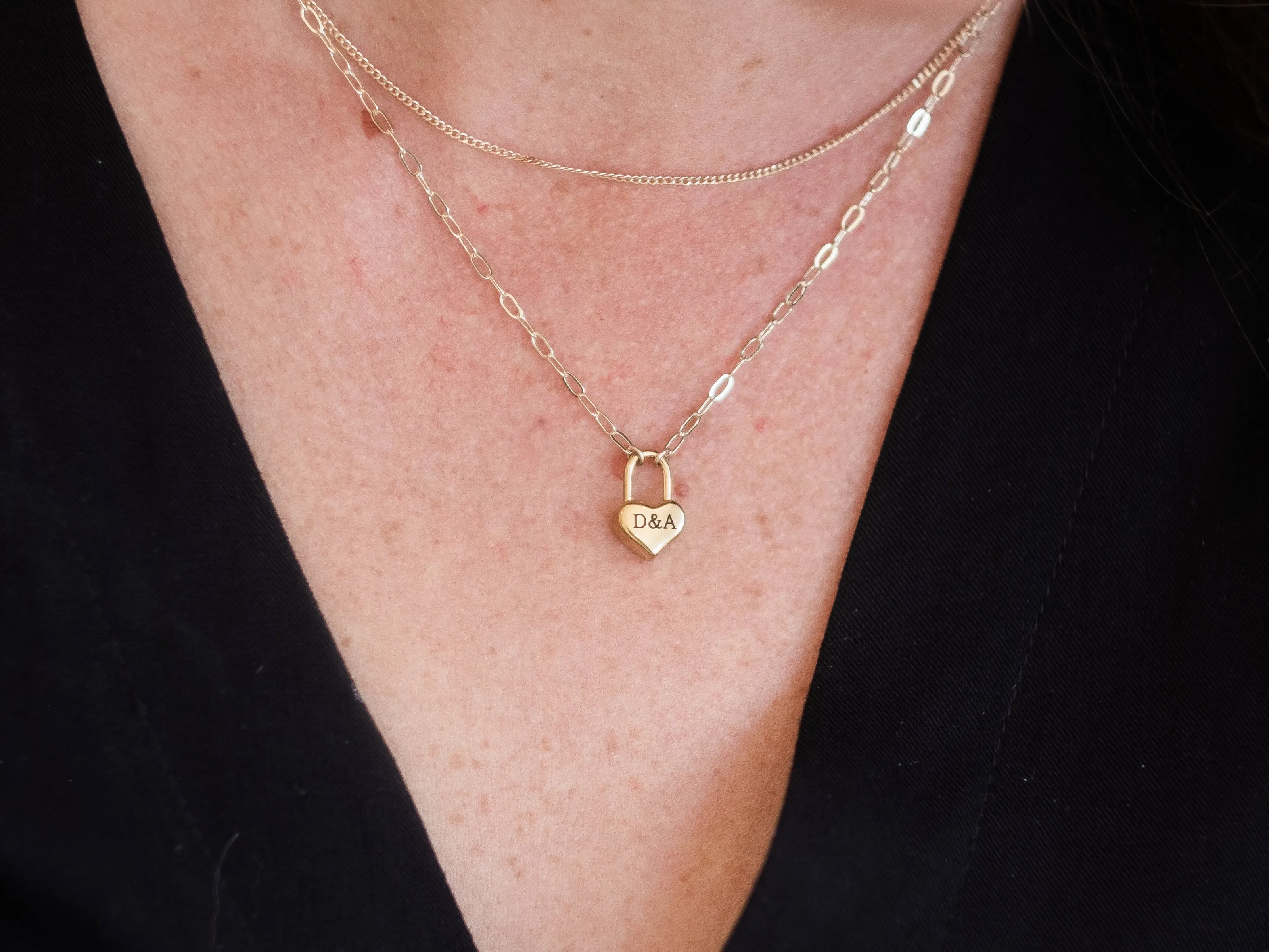 Engraved Heart Padlock Necklace