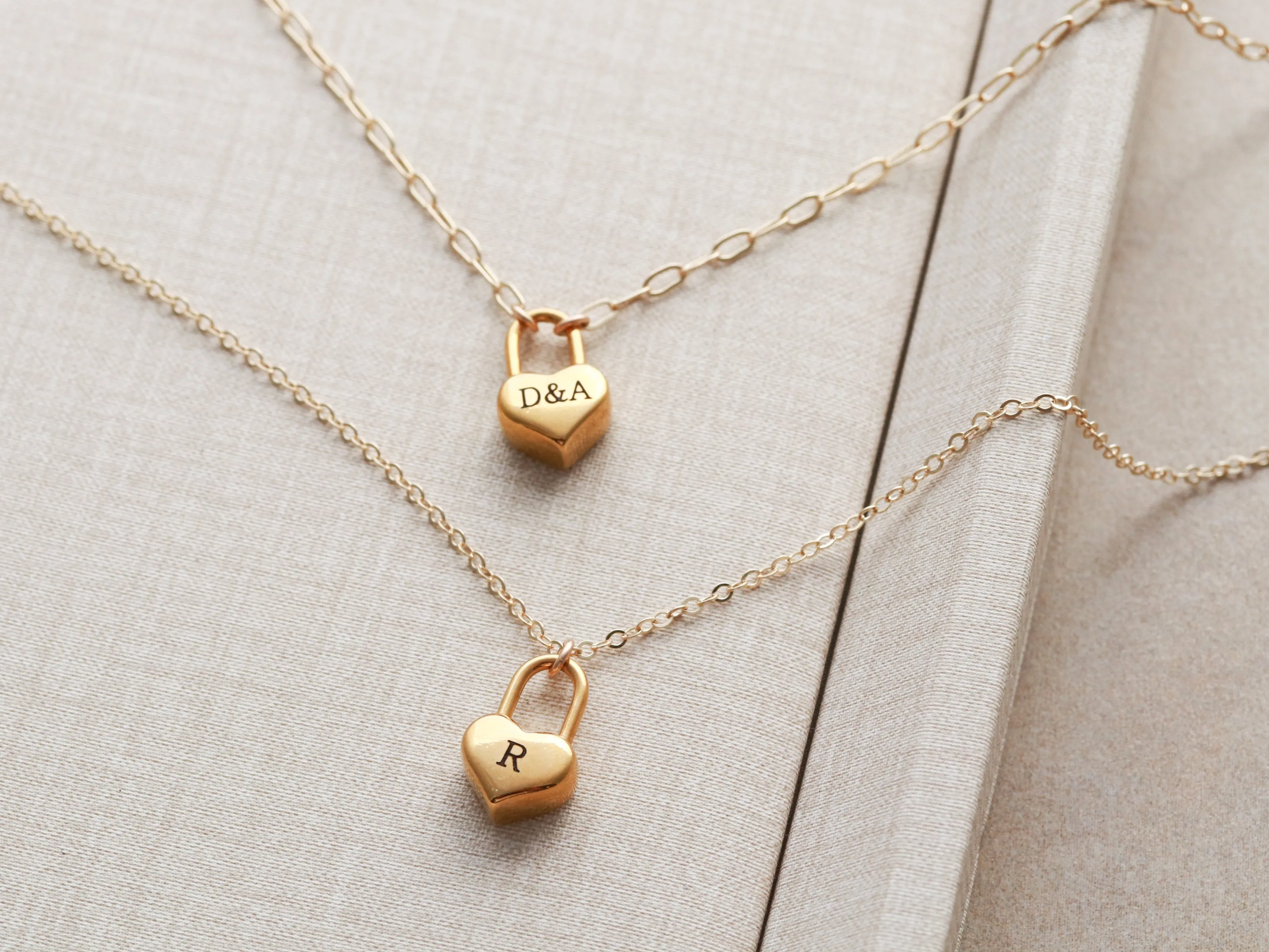 Engraved Heart Padlock Necklace
