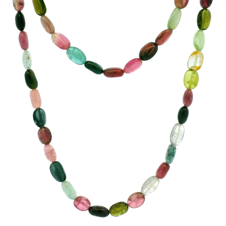 Estate 14k Yellow Gold Tourmaline Bead Necklace