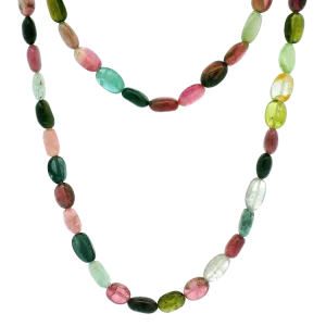 Estate 14k Yellow Gold Tourmaline Bead Necklace