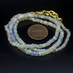 Ethiopian Opal Smooth Rondelle Beads Gold Vermeil Necklace 18" 2mm 4mm