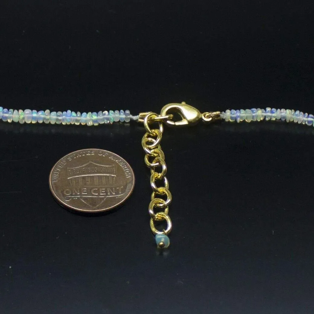 Ethiopian Opal Smooth Rondelle Beads Gold Vermeil Necklace 18" 2mm 4mm