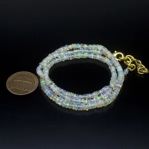 Ethiopian Opal Smooth Rondelle Beads Gold Vermeil Necklace 18" 2mm  4mm