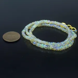 Ethiopian Opal Smooth Rondelle Beads Gold Vermeil Necklace 18" 2mm 4mm