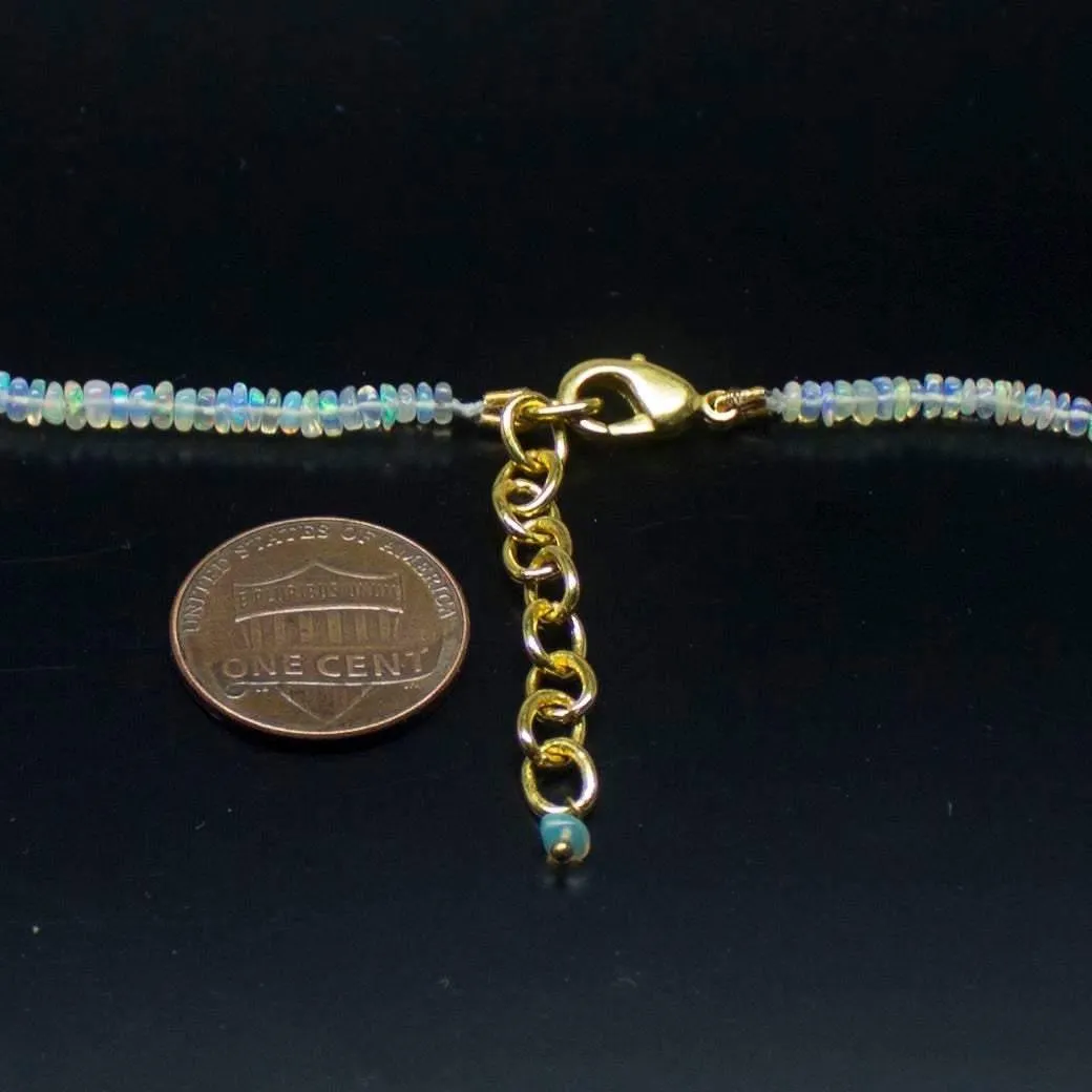 Ethiopian Opal Smooth Rondelle Beads Gold Vermeil Necklace 18" 2mm 4mm