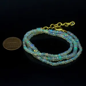 Ethiopian Opal Smooth Rondelle Beads Gold Vermeil Necklace 18" 2mm 4mm
