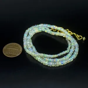 Ethiopian Opal Smooth Rondelle Beads Gold Vermeil Necklace 18" 2mm 4mm