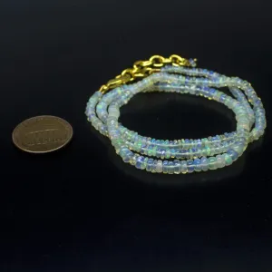Ethiopian Opal Smooth Rondelle Beads Gold Vermeil Necklace 18" 3mm 4mm