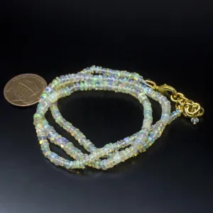 Ethiopian Opal Smooth Rondelle Beads Gold Vermeil Necklace 18" 3mm  4mm