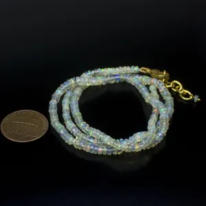Ethiopian Opal Smooth Rondelle Beads Gold Vermeil Necklace 18" 3mm  4mm