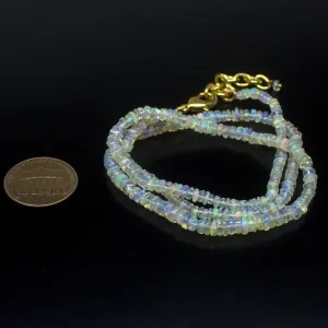 Ethiopian Opal Smooth Rondelle Beads Gold Vermeil Necklace 18" 3mm 4mm